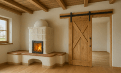 Grundofen auf dem Bergbauernhof | Schiebetür